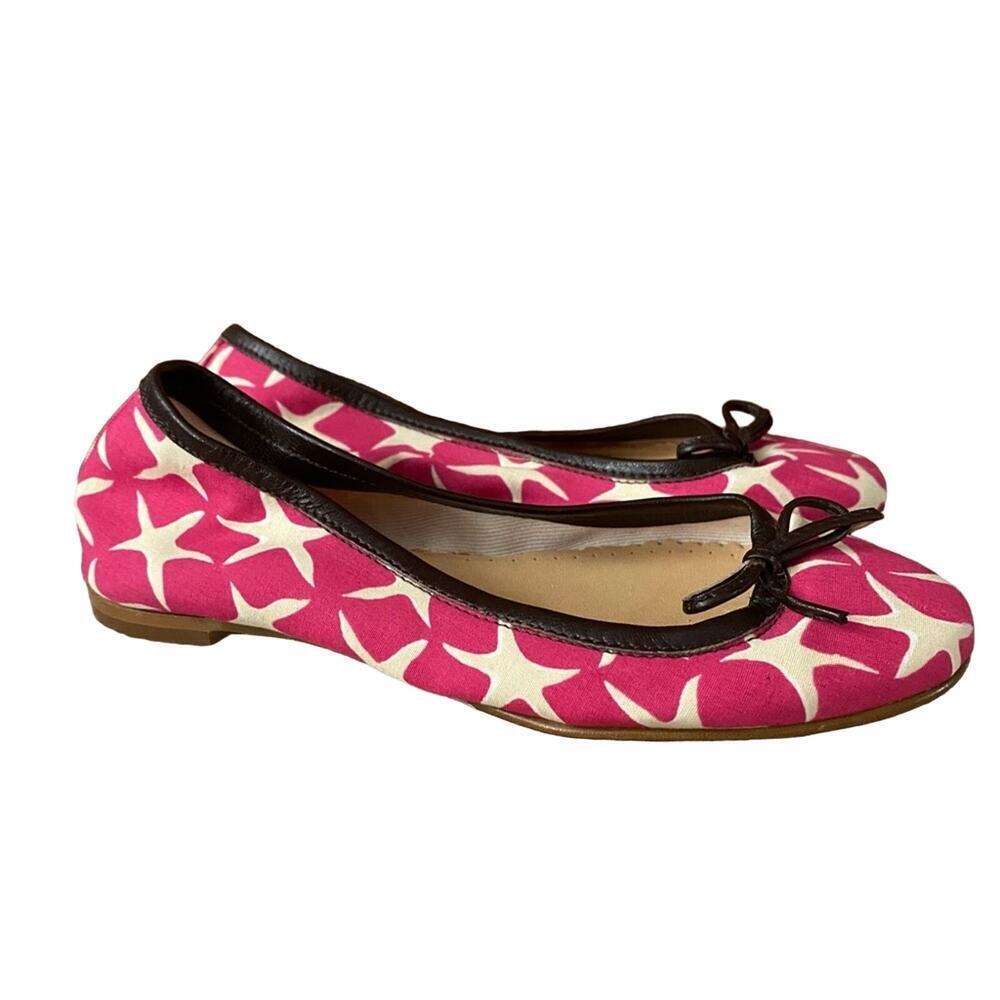 Crewcuts Girls Ballet Flats Sz 11 Hot Pink Star Print Shoes